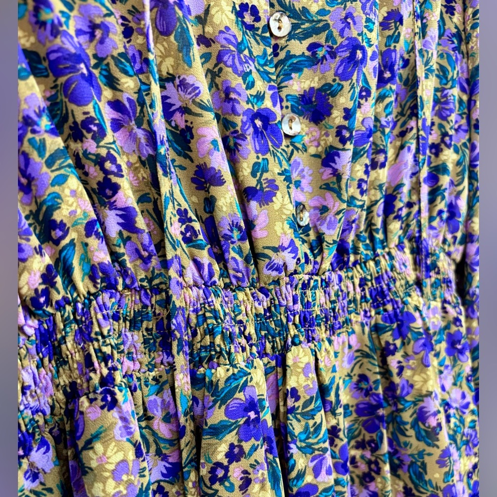 Lost + Wander Mauve Medley Purple Floral Mini Dress (Long Sleeve) - SIZE M - Picture 8 of 15